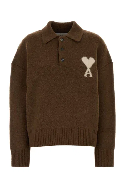 Ami Alexandre Mattiussi Ami Paris Polo In Brown