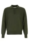 Ami Alexandre Mattiussi Ami Long Sleeved Knitted Polo Shirt In Green