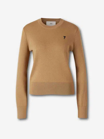 Ami Alexandre Mattiussi Ami Paris Polo Neck Sweater In Brown