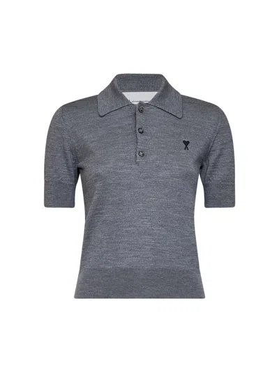 Ami Alexandre Mattiussi Ami Paris Polo Shirt In Gray