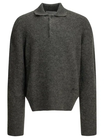 Ami Alexandre Mattiussi Ami Paris Polo Sweater With Logo In Gray
