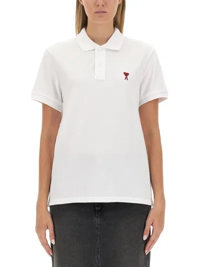 Ami Alexandre Mattiussi Ami Paris Women Ami De Coeur Cotton Polo Shirt In Multi