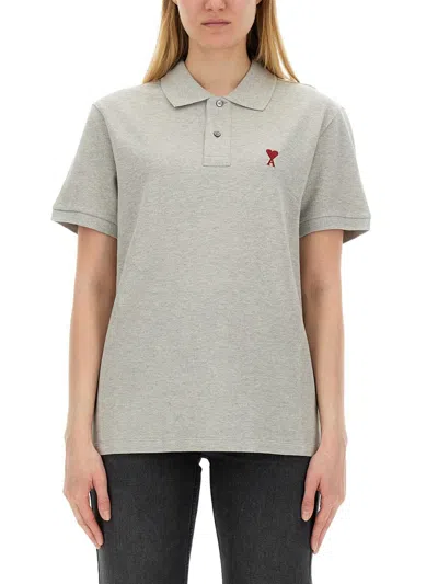 Ami Alexandre Mattiussi Ami Paris Polo With Logo Unisex In Grey