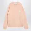Ami Alexandre Mattiussi Ami Paris Powder Pink Wool Blend Sweater Ami De Coeur Men In Pink