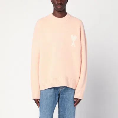 Ami Alexandre Mattiussi Powder Pink Wool Blend Sweater Ami De Coeur