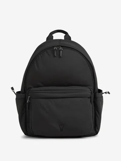 AMI ALEXANDRE MATTIUSSI AMI PARIS QUILTED CANVAS BACKPACK