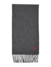 Ami Alexandre Mattiussi Ami Paris Ami De Coeur Wool Scarf In Gray