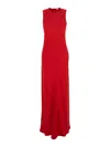 Ami Alexandre Mattiussi Ami Paris Red Long Sleeveless Dress With Round Neck In Viscose Blend Woman
