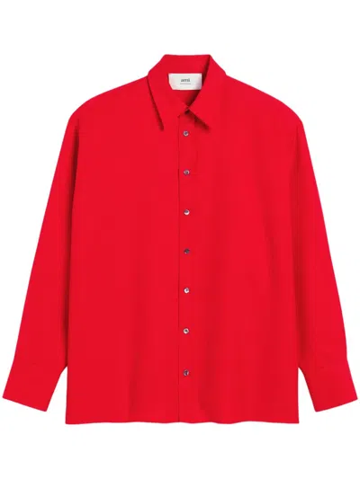 Ami Alexandre Mattiussi Ami Paris Red Overshirt Tied At The Back
