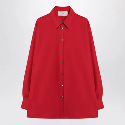 AMI ALEXANDRE MATTIUSSI AMI PARIS RED WOOL SHIRT