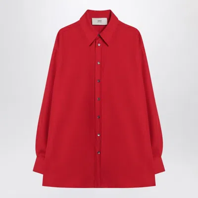 AMI ALEXANDRE MATTIUSSI AMI PARIS  RED WOOL SHIRT