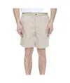 Ami Alexandre Mattiussi Elasticated Waist Cotton Shorts With Button Detail In White
