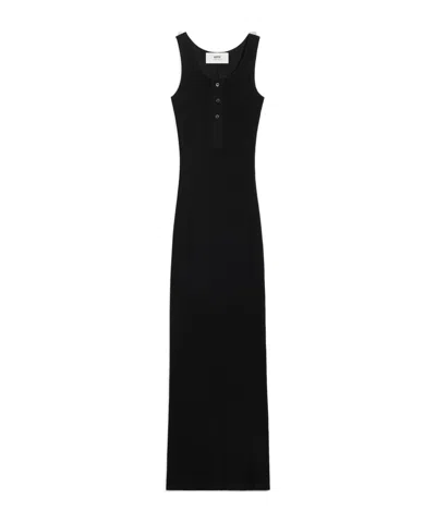 AMI ALEXANDRE MATTIUSSI AMI PARIS RIBBED SLEEVELESS DRESS