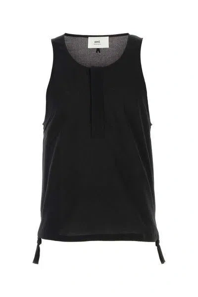 Ami Alexandre Mattiussi Ami Paris Round Collar Tank Shirt In Black