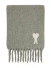 Ami Alexandre Mattiussi Ami Paris Ami Paris De Coeur Wool Scarf In Gray