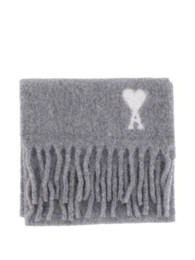 Ami Alexandre Mattiussi Ami Paris Scarf In Gray