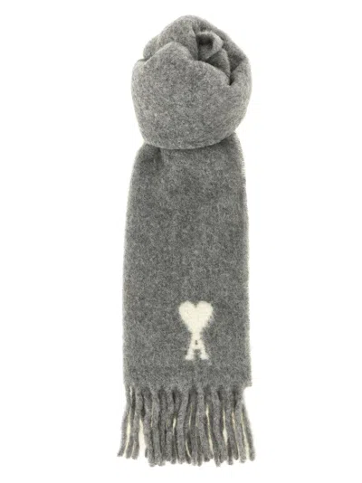 Ami Alexandre Mattiussi Ami Paris Scarf In Gray