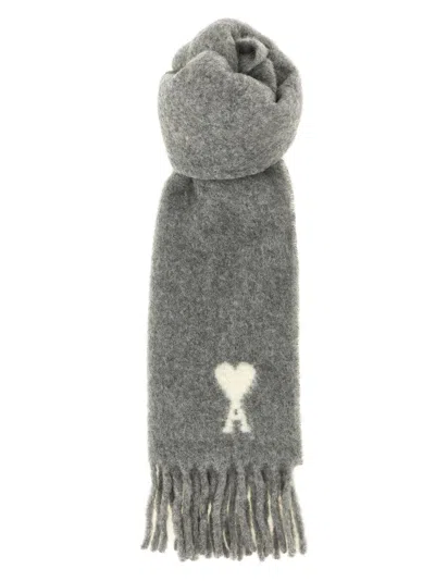 Ami Alexandre Mattiussi Ami Paris Scarf In Grey