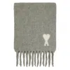 Ami Alexandre Mattiussi Ami Paris Ami Paris De Coeur Wool Scarf In Gray