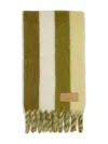 Ami Alexandre Mattiussi Rectangular Scarf With Fringed Edges And Stripes In Green