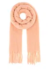 Ami Alexandre Mattiussi Fringed Rectangular Scarf In Soft Powder Pink With Jacquard Detail In Orange