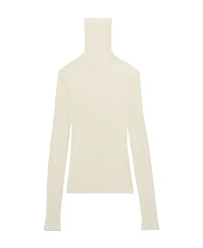 Ami Alexandre Mattiussi Ami Paris Semi-sheer Roll-neck Ribbed-knit Jumper In White