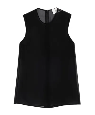 Ami Alexandre Mattiussi Ami Paris Semi-sheer Sleeveless Top In Black