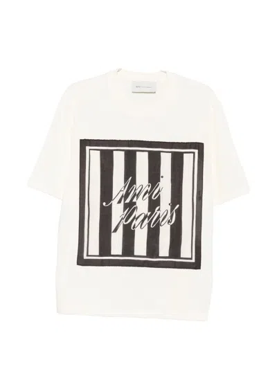 Ami Alexandre Mattiussi Ami Paris Sewn Scarf Tee In White