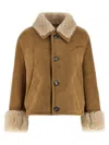 Ami Alexandre Mattiussi Shearling Leather Outerwear Featuring Pockets In Brown