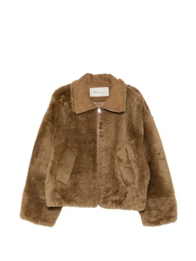 Ami Alexandre Mattiussi Ami Paris Shearling Jacket In Neutral