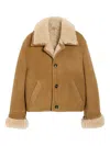 Ami Alexandre Mattiussi Shearling Leather Outerwear Featuring Pockets In Brown