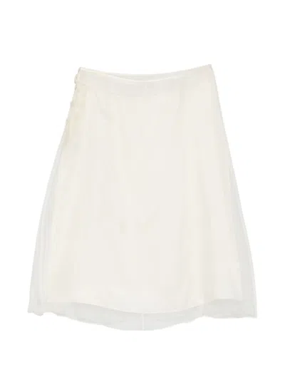 Ami Alexandre Mattiussi Ami Paris Sheer Layered Midi Skirt In White