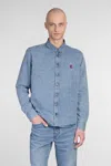 Ami Alexandre Mattiussi Classic Blue Denim Shirt With Structured Collar And Button-down Front