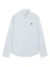 Ami Alexandre Mattiussi Adc Button-down Collar Logo-embroidered Striped Cotton Oxford Shirt In White