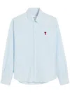 Ami Alexandre Mattiussi Adc Button-down Collar Logo-embroidered Striped Cotton Oxford Shirt In Blue