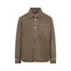 Ami Alexandre Mattiussi Heart Design Overshirt Chest Pocket In Brown