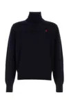 Ami Alexandre Mattiussi Navy Blue Turtleneck Sweater Ami De Coeur In Black