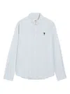 Ami Alexandre Mattiussi Adc Button-down Collar Logo-embroidered Striped Cotton Oxford Shirt In Blue
