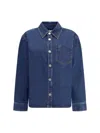 Ami Alexandre Mattiussi Ami De Coeur Cotton Denim Overshirt In Blue