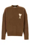 Ami Alexandre Mattiussi Ami Brown Stretch Alpaca Blend Sweater In Brown