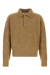 Ami Alexandre Mattiussi Ami Paris Grey Wool And Alpaca Polo Sweater In Brown