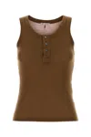 Ami Alexandre Mattiussi Ribbed Tank Top Featuring Button Detail In Brown