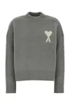 Ami Alexandre Mattiussi Ami Grey Stretch Alpaca Blend Sweater In Gray