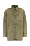Ami Alexandre Mattiussi Army Green Denim Oversize Shirt In Green