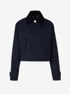 Ami Alexandre Mattiussi Cropped Canvas Jacket For Women In Navy Blue