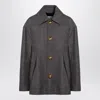 AMI ALEXANDRE MATTIUSSI AMI PARIS SHORT OVERSIZED COAT WITH BROWN WEAVE IN WOOL BLEND