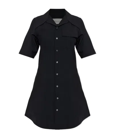 Ami Alexandre Mattiussi Ami Paris Short-sleeved Buttoned Mini Dress In Black