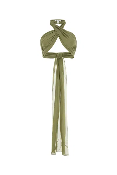 Ami Alexandre Mattiussi Ami Paris Silk Wrap-halter Tank Top In Green