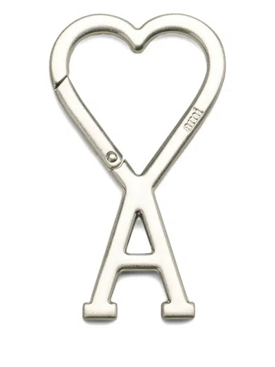 Ami Alexandre Mattiussi Ami Paris Silver Steel Hook Keyring In Metallic
