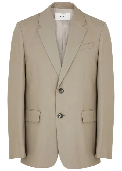 Ami Alexandre Mattiussi Ami Paris Single-breasted Blazer In Taupe